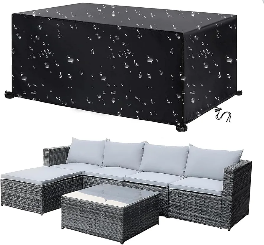 600D Heavy Duty Patio Furniture Cover,39""x31""x30"" Waterproof Table and Chair Set Covers Outdoor Furniture Cover Sectional Sofa Set, black
