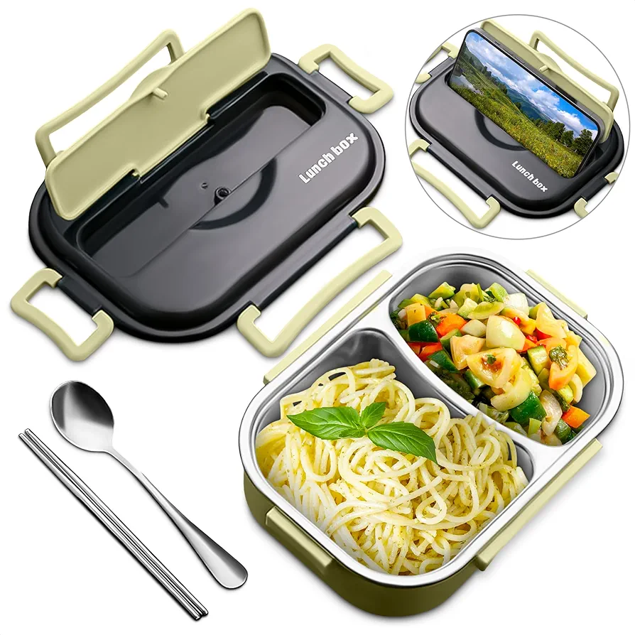 Lunch Box for Adults - Lunch Container with Compartments - Stainless Steel Lunch Box Food Warmer - Reusable Bento Box Lunch Warmer For Heating Food - Bento Lunch Box for Office Work for Men Women