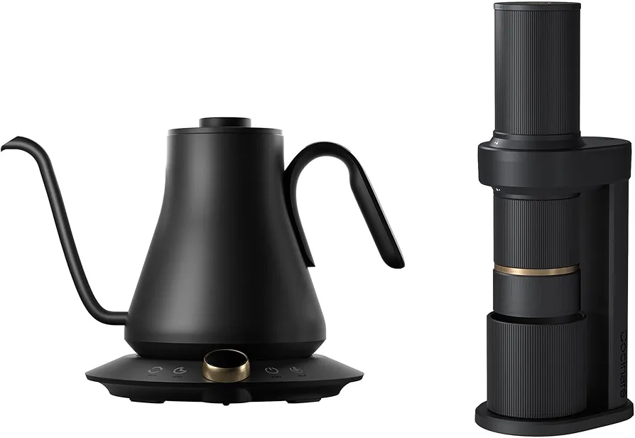 Cocinare Coffee Bundle: Electric Kettle & 2-in-1 Wireless Grinder for Perfect Pour Over, Espresso, Cold Brew – Quick Boil & Portable Convenience (Matte Black)