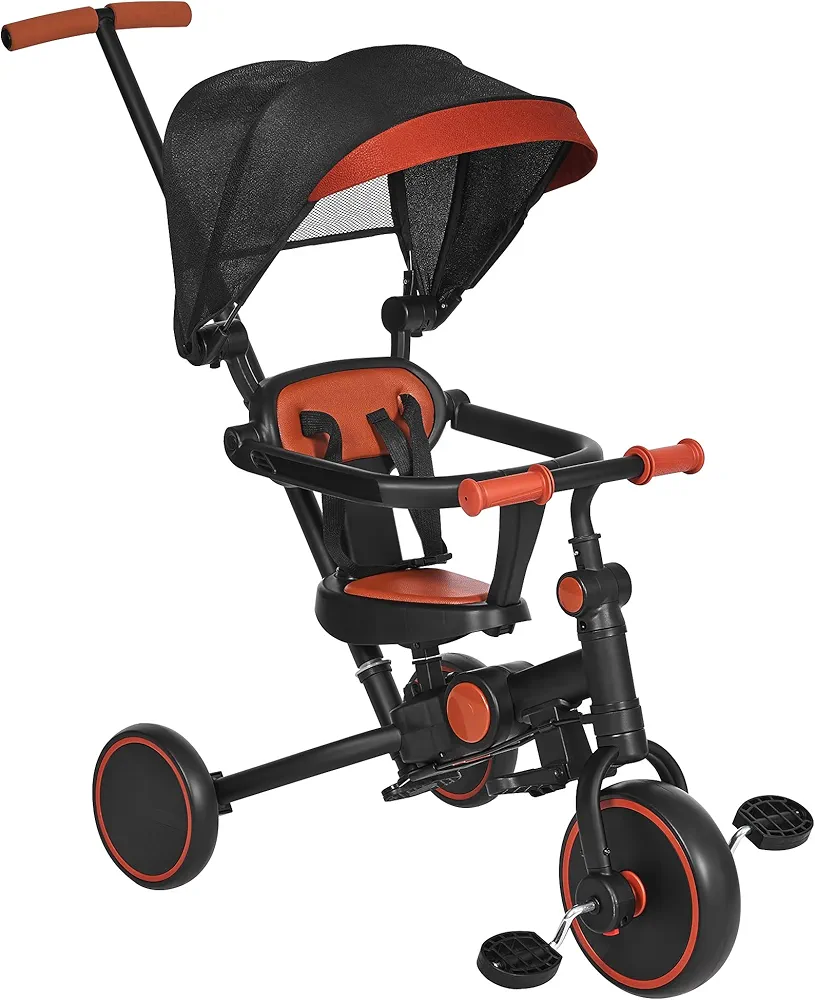 Toddler Push Tricycle with Handle, 8 in 1 Balance Trike for 1-4 Year Old Kids, Baby Bike with Handle for Parents, Child Bicycle Gifts for Girls Boys