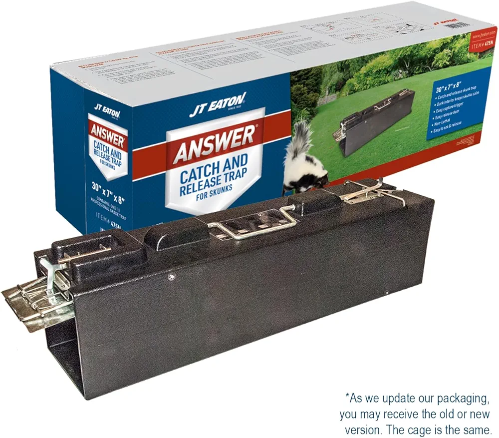 JT Eaton Answer® Skunk & Medium Pest Live Trap, Dark Interior, Easy Capture Trigger, Easy Release Door