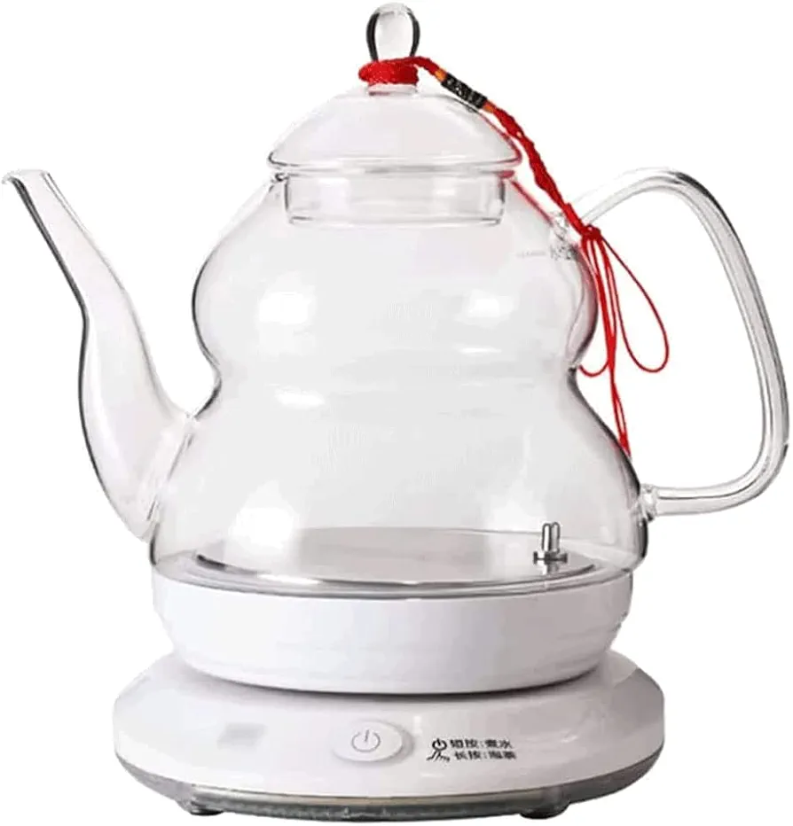 Rieort Electric Kettle Clear Glass Electric Kettle Gooseneck Hot Water Boiler with Non-Slip Base Water Kettle Fast Boil Tea Kettle Portable