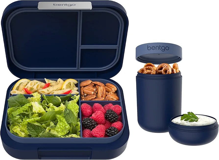 Bentgo® Modern Bento-Style Lunch Box Set With Reusable Snack Cup (Navy)