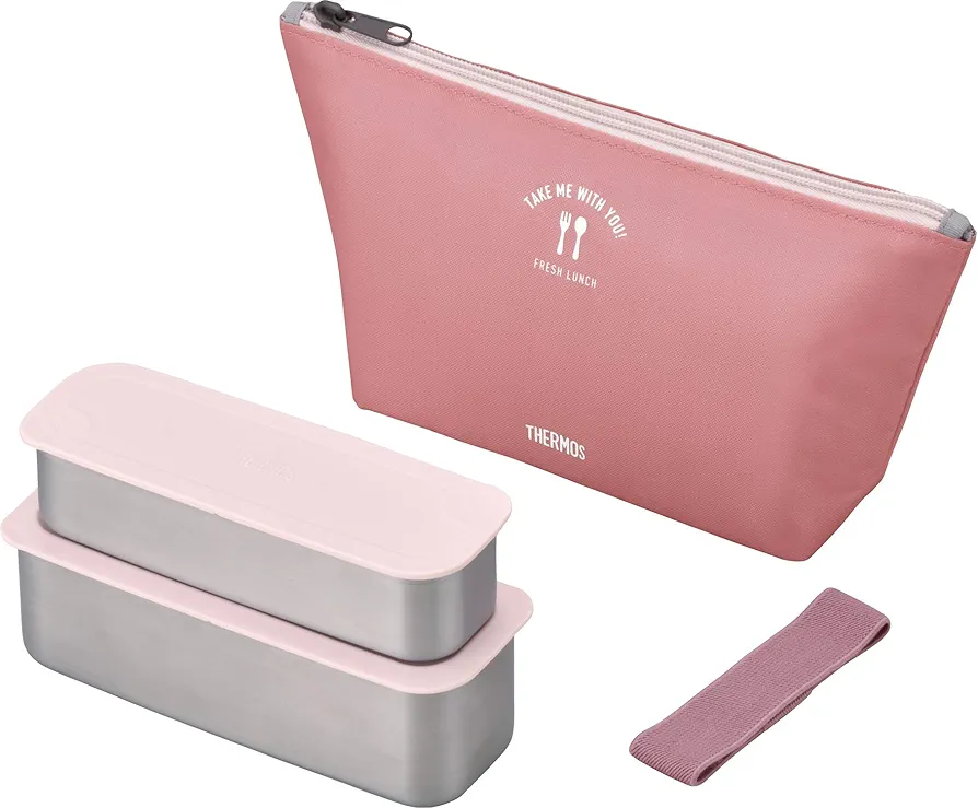 Thermos DSA-604W DTP 2-Tier Slim Fresh Lunch Box, 21.8 fl oz (635 ml), Dusty Pink
