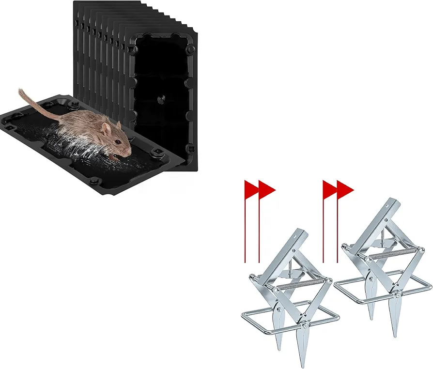Sticky Mouse Trap Rat Traps Indoor, 2 Pack Mole Traps That Kill Best, Vole Traps Outdoor Use Scissor Mole Traps for Lawns