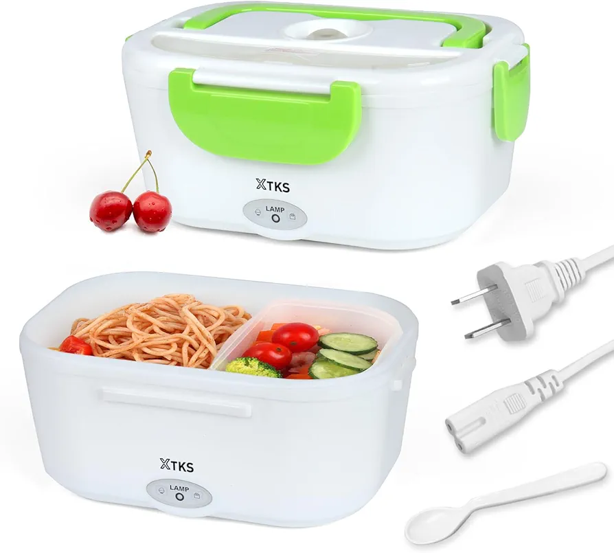 Electric Lunch Box 110v Heated Lunch Box Electric Heating Lunch Box Food Heater Warming Bento Box for Home & Office Use（green）