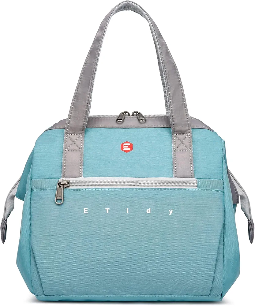 ETidy Fashionable & Lightweight Reusable Lunch Bag Large Capacity Waterproof & Leak Proof Lunch Box Insulated Cooler Lunch Tote For Women Adult To Work Travel Outdoor(Blue)