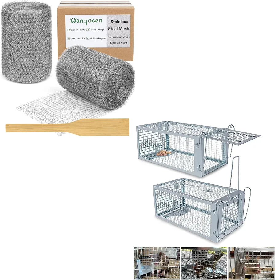 Humane Rat Trap Outdoor, Wanqueen Humane Mouse Traps Indoor,Wire Metal Mesh Roll for Mice Rat Rodent Repellent