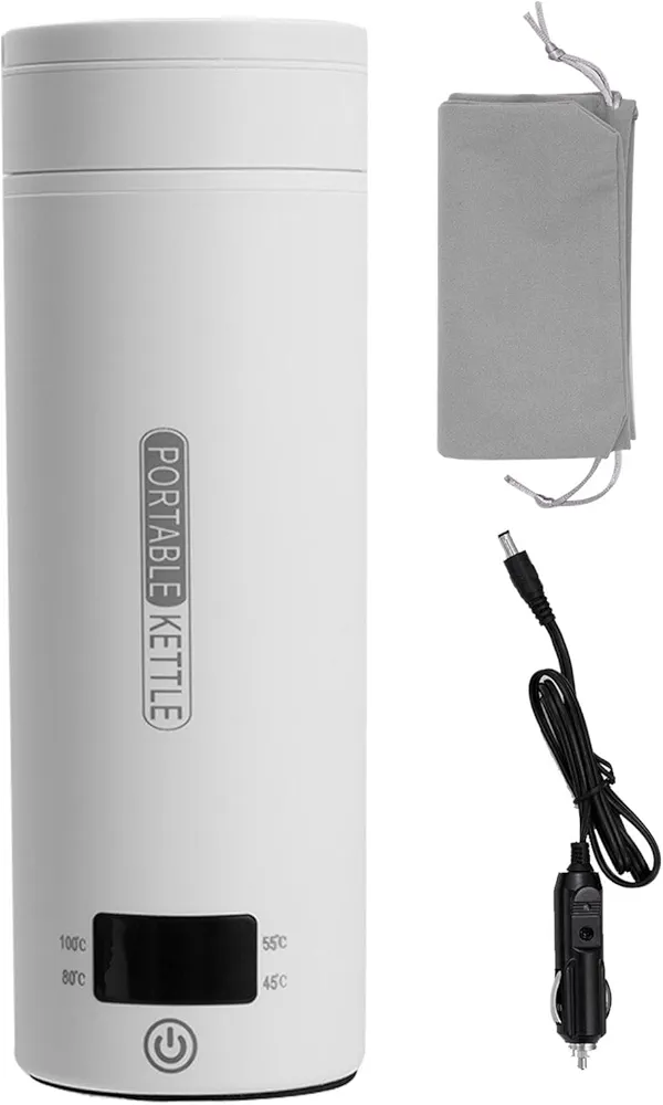 Car Electric Kettle, Car Heating Mug, Portable Car Water Boiler, Stainless Steel 12v Kettle, 400ml Travel Cup With LCD Display And Major Functions 1 Touch Control Travel Essentialss