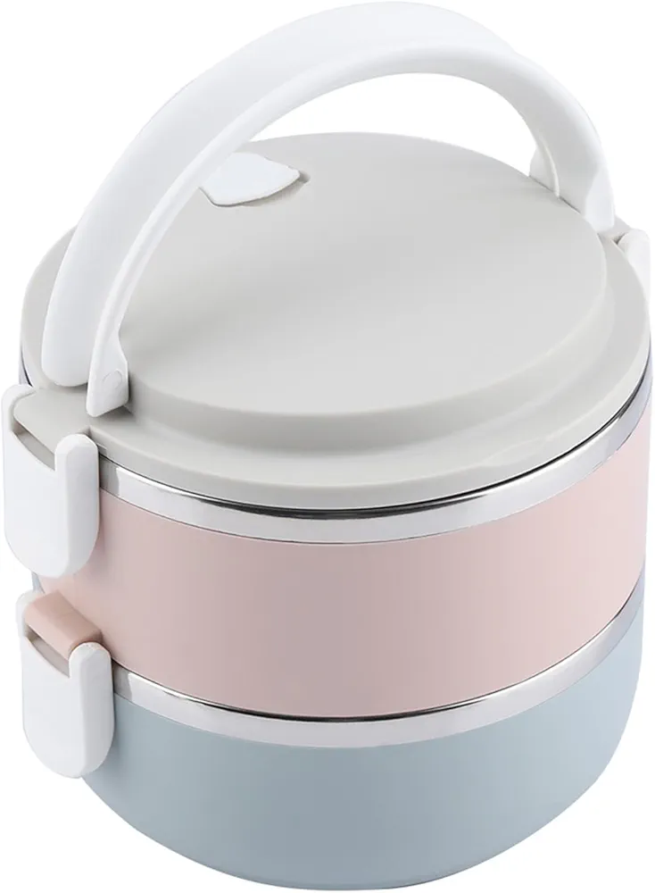 Portable Bento Boxes Adult Lunch Box Stainless Steel Stackable Lunch Box Container Bento Box Food Container (The second layer 1400ml)