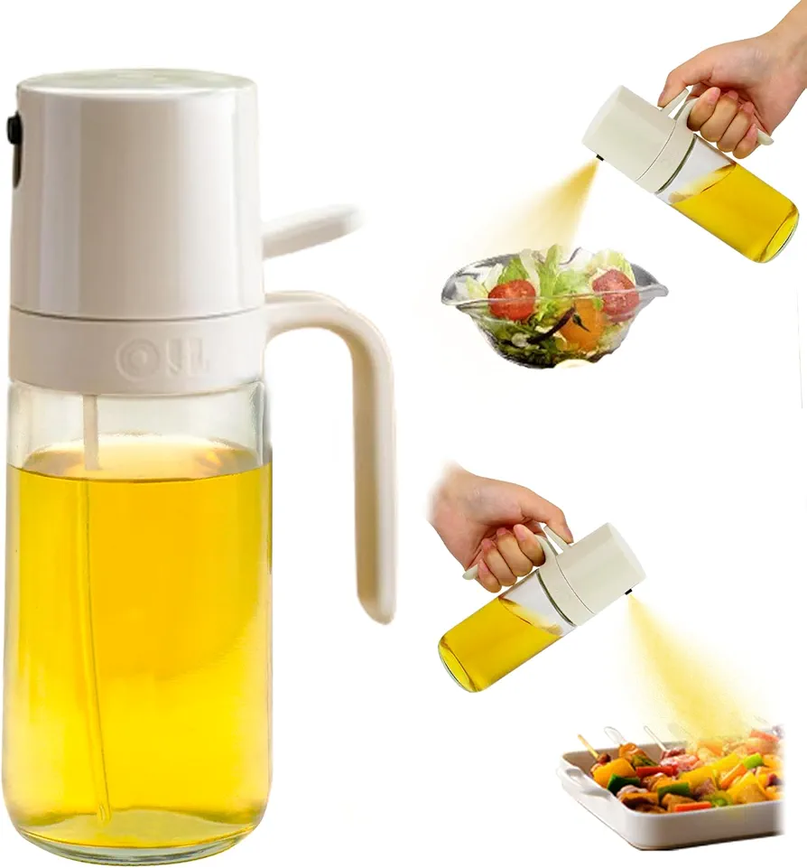 Oil Sprayer for Cooking,250ml Sodium Calcium Glass Oil Spray Bottle,Olive Oil Dispenser Bottle for Kitchen,Food-grade Oil Mister for Air Fryer Salad BBQ Roasting