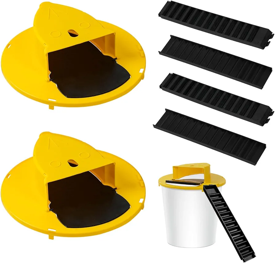 Mouse Trap Bucket Flip Lid,Mouse Rat Trap Bucket Catching Tool Indoor Outdoor,Auto Reset Humane Mouse Trap,5 Gallon Bucket Compatible Mouse Trap Door Style (2 Pack)
