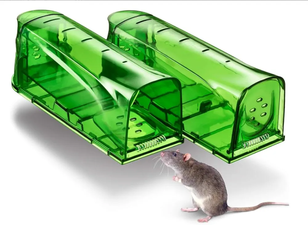 Trazon Humane Mouse Traps Catch and Release That Work Mouse Traps No Kill Live Mouse Traps Reusable Mouse Traps for House Garage Outside Small Mice Multiple Mice - 4 Pack