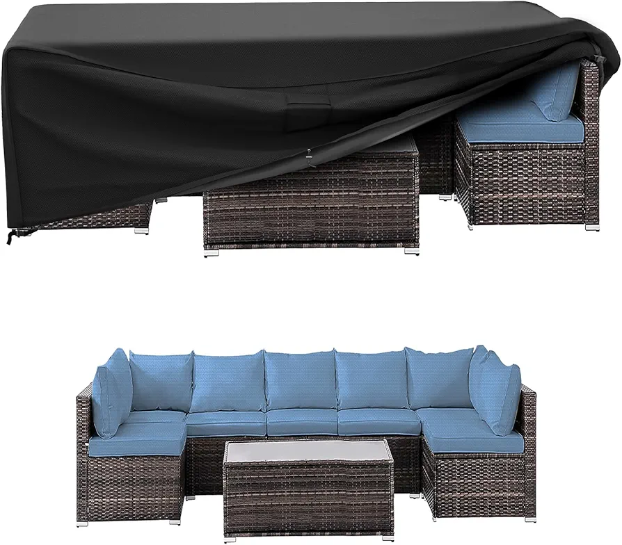 MR. COVER Patio Table Covers for Outdoor Furniture, Patio Furniture Covers Waterproof Heavy Duty, 115L x 76W x 30HInches, Rip-Resistant and UV-Protection, Classic Black