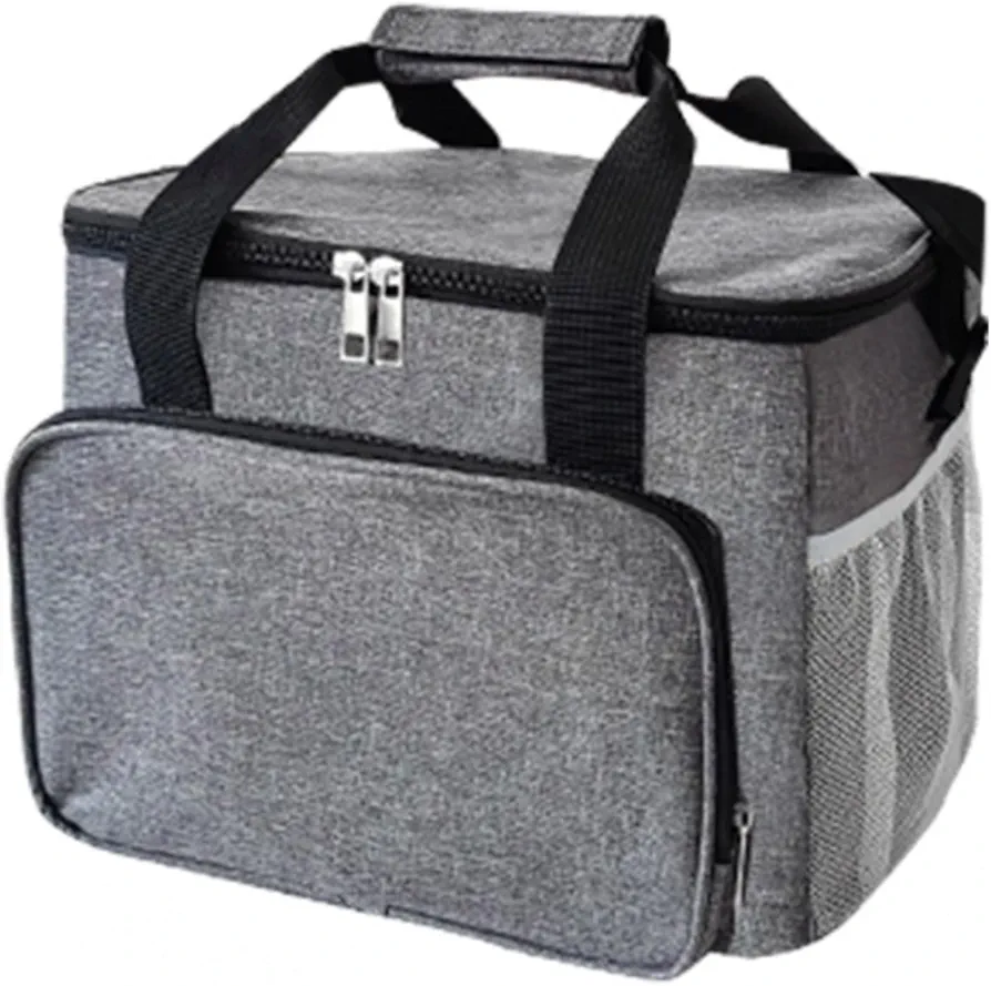 Portable Lunch Bag, Insulated Lunch Bag, Reusable Lunch Box Water-proof, Lunch Tote Meal Tote for Camping, Thermal Cooler Meal Tote Travel Lunch Tote (Grey)