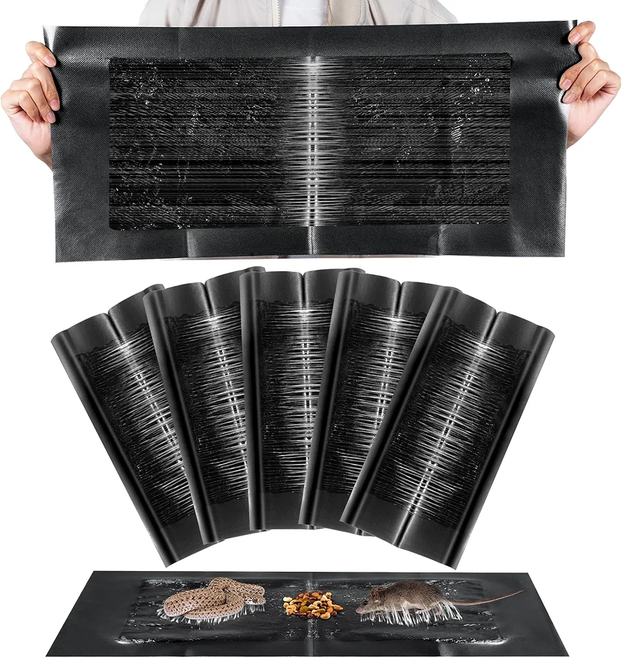 Qualirey 5 Pack Mouse Glue Traps, 24 x 11'' Anti Slip Rat Snake Rodent Sticky Pads Pet Friendly, Peanut Scented Mice Glue Board That Work for Home Indoor Outdoor Restaurant Kitchen Hotel Office