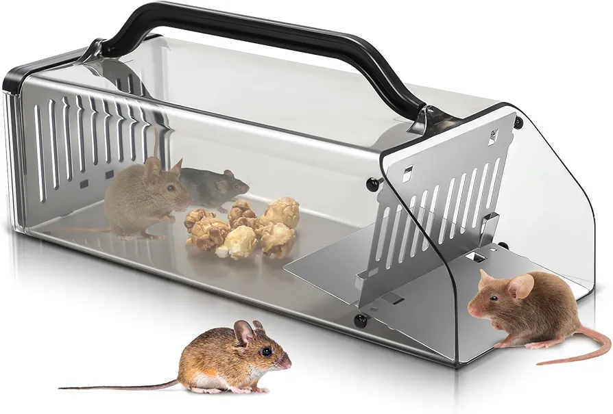 Qualirey 12 Inch Humane Mouse Trap Indoor Combined Automatic Continuous Rat Trap Sensitive Pedal Trigger Animal Humane Live Cage Trap Catch and Release Outdoor Mouse Trap for Home Yard Outdoor