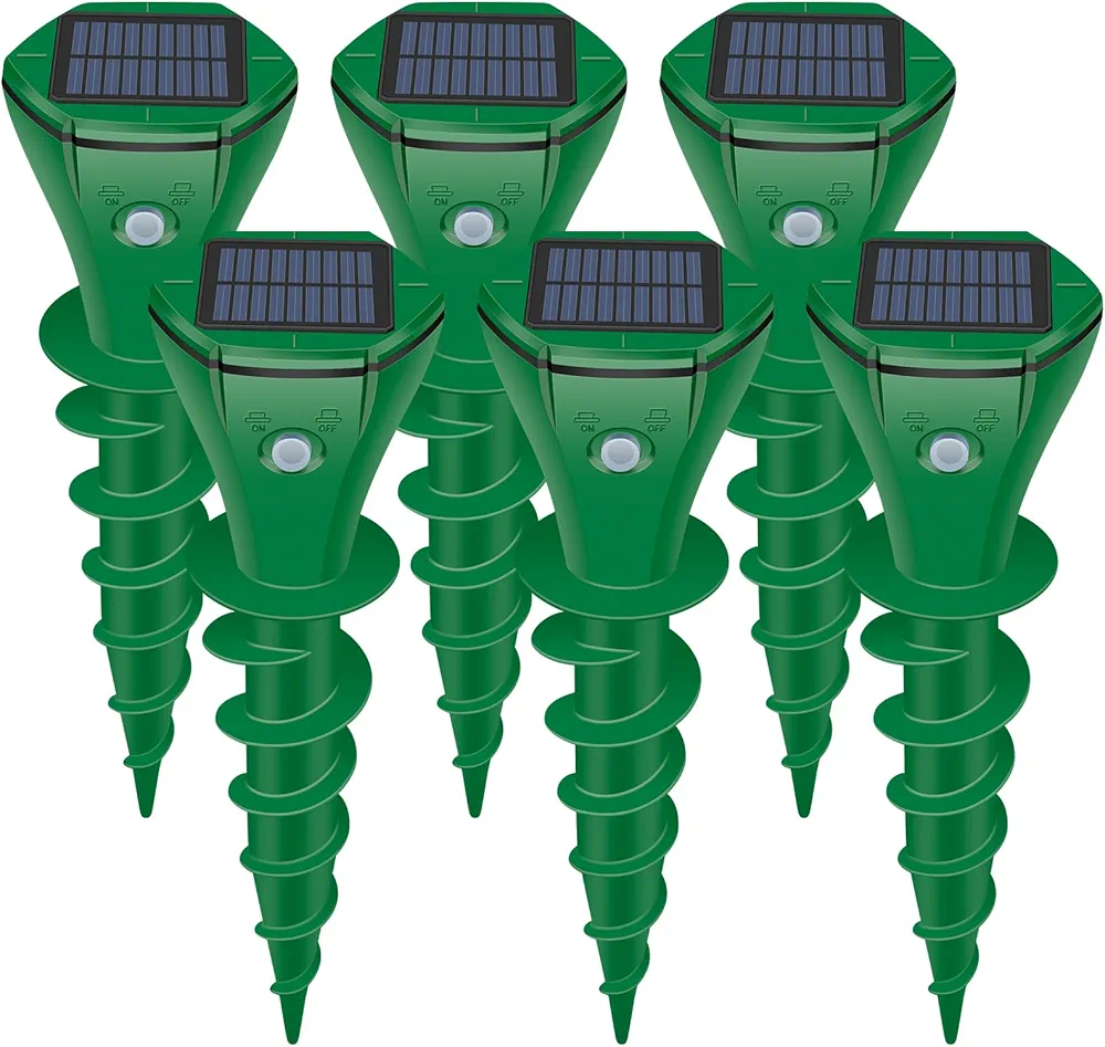Ultrasonic Mole Repellent Outdoor, 2024 Upgrade Mole Repellent Solar-Powered for Lawn Garden Yard, Mole and Vole Repellent Waterproof, Effectively Repels Gophers Snake Chipmunks Groundhogs, 6 Pack