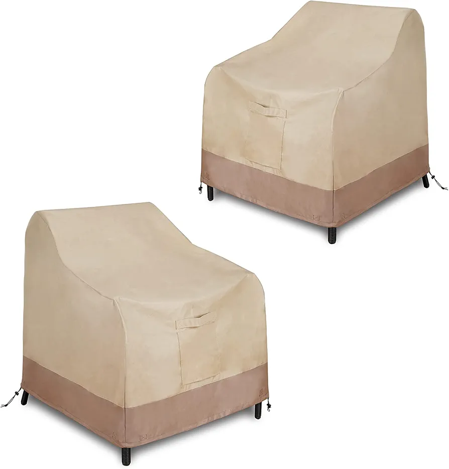 Patio Chair Cover, Heavy Duty Waterproof Outdoor Deep Seat Cover, All Weather Protect Lawn Patio Furniture Cover, 2 Pack, Large-40inch, Beige & Brown