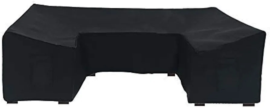Outdoor Furniture Covers Sectional Couch Protector Black Waterproof for Patio Sofa Sets U Shaped 126x61 Inches