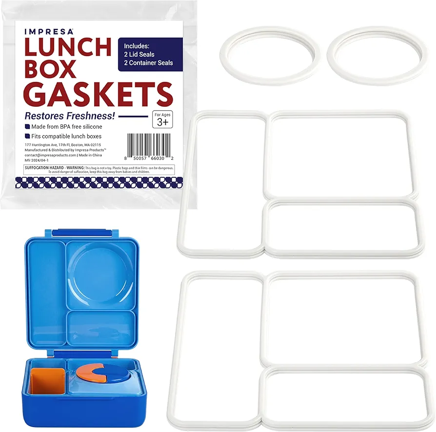 IMPRESA [4 PC] Seal Replacement Parts for Omiebox Bento Box for Kids Food Safe Silicone Gasket for Omiebox Accessories & Insulated Food Container - Kids Bento Lunch Box for Hot Food
