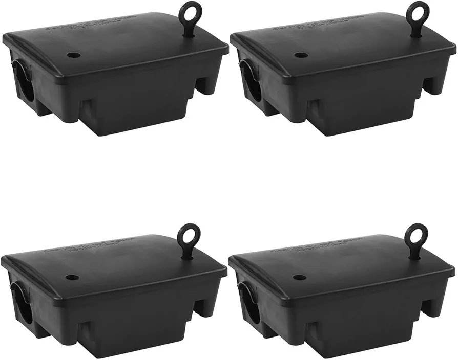 Large Rat Bait Stations 4 Pack, Effective Mouse Bait Station for Home Garden and Outdoors, This Rodent Bait Station Keeps Children and Pets Safe (Bait is not Included)