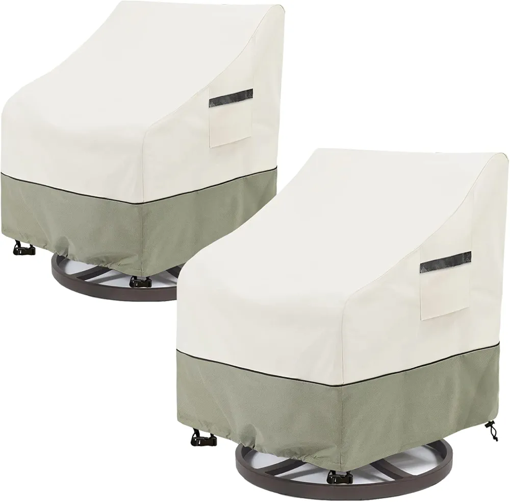 Outdoor Swivel Lounge Chair Cover 2 Pack,100% Waterproof Heavy Duty Covers,(33 W x 35 D 38.5 H inches) Patio Furniture for Chair,White&Grayish Green