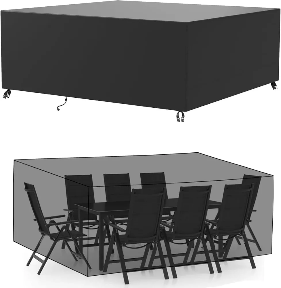Outdoor Furniture Covers Waterproof,55"x30"x37" Tear-Resistant Patio Table and Chair Set Cover with Upgraded Fastener Windproof Buckle Straps