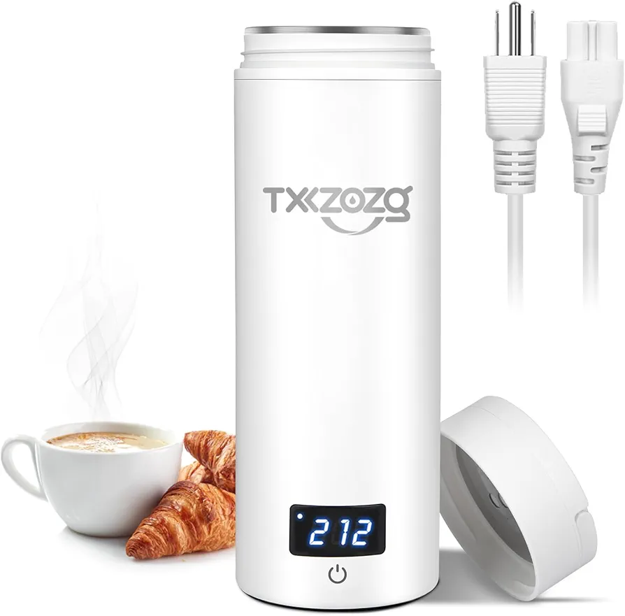 Travel Electric Kettle, Portable Small Electric Tea Kettle Mini Water Boiler with 4 Temperature Control Presets and Auto Shut-Off and Boil Dry Protection,304 Stainless Steel,BPA Free,White