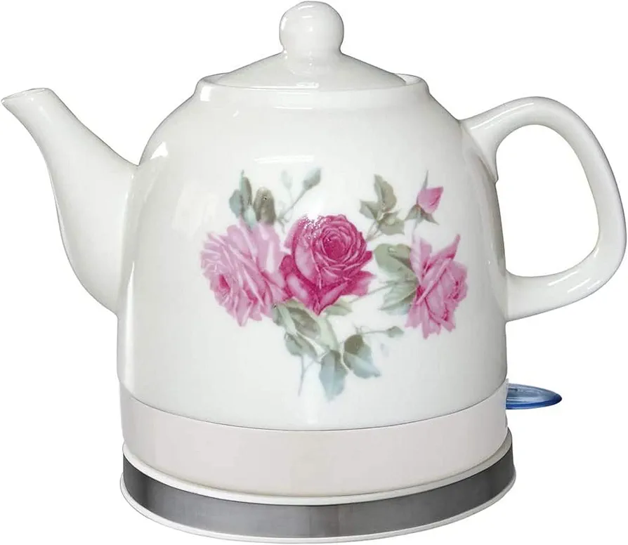 Electric Ceramic Cordless Kettle Teapot-Retro 1.2L Jug, 1200W Removable Base, Boil Dry Protection/C/B