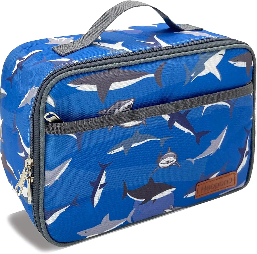 Kulle lunch box Kids Insulated Lunch bag for boys,Washable and Reusable Lunch Boxes for School, Work, Picnic or Travel,Astronaut Camo Space Dinosaur (Shark)
