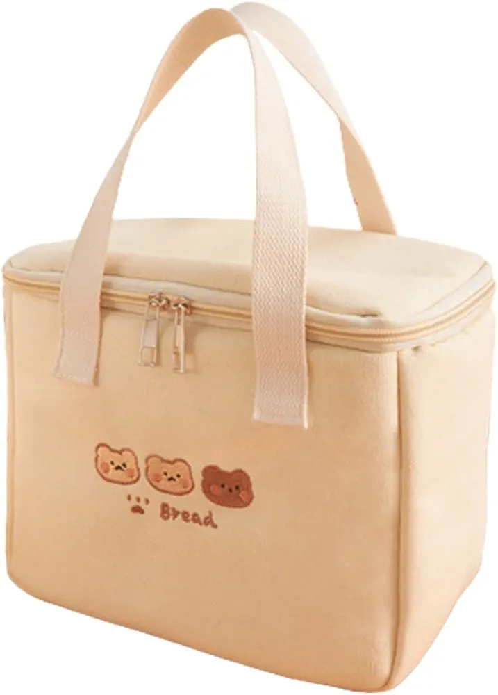 RICHTRUE Kawaii Lunch Bag for Girls Box Insulated Cute Bags Women Kids (Bear- Bucket)