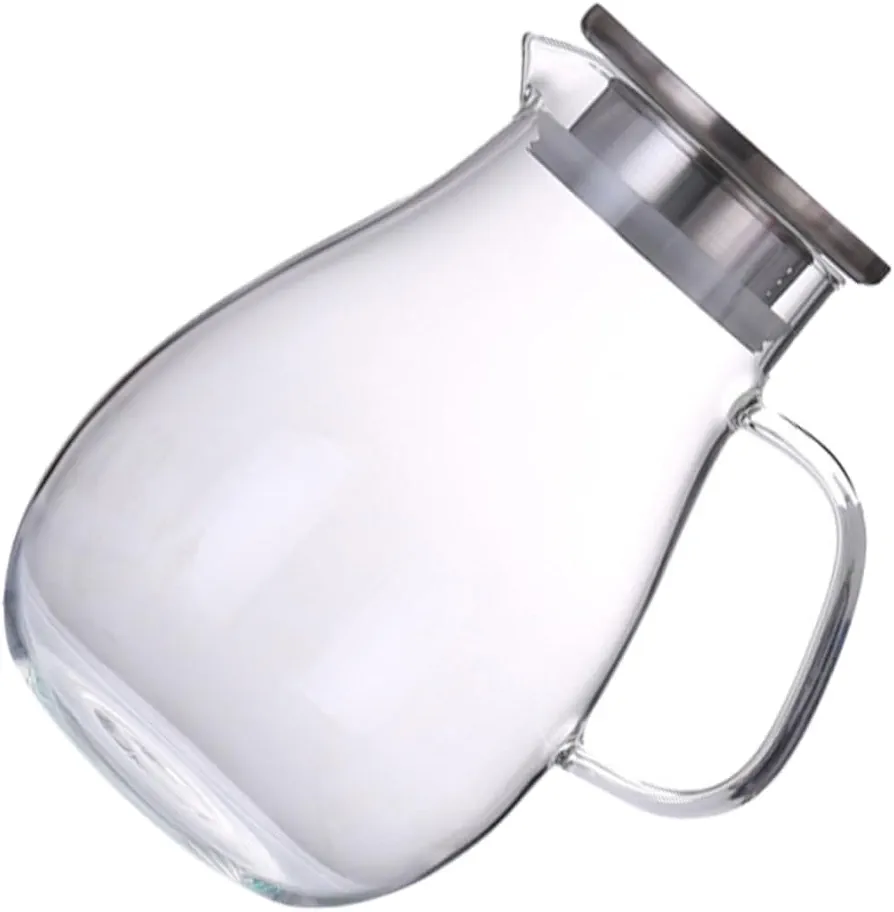 1pc Glass Cold Water Jug Juice Multipurpose Water Kettle Transparent Water Kettle Drink Pitcher Kettle Water Boiler Soda Pitcher Electric Kettles for Boiling Water Stainless Steel