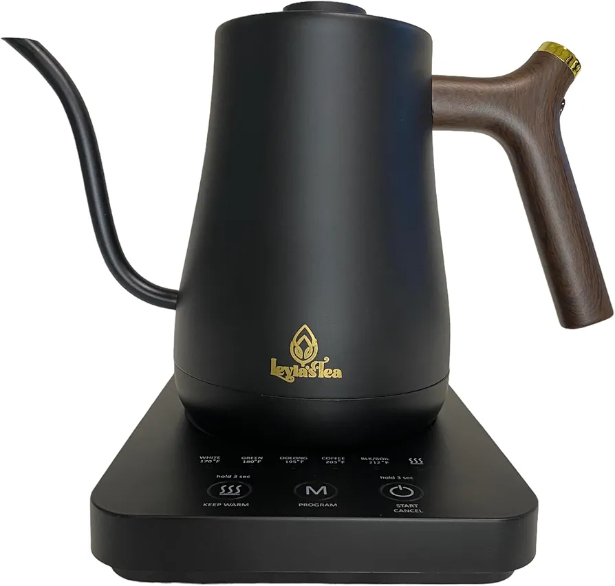 Gooseneck Electric Kettle Leyla's Ultra Fast Boiling Water, Kettle with 5 Variable Presets, 100% Stainless Steel, Leak-Proof Design, Boil-Dry Protection 1L, Matte Black