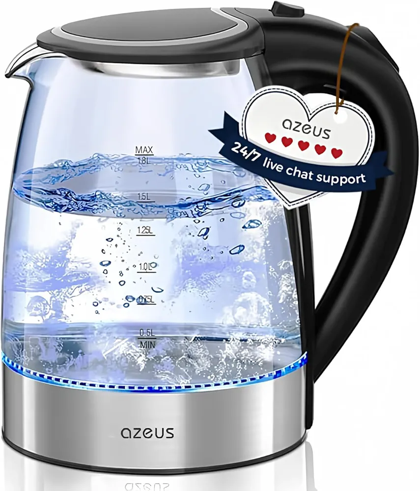 Electric Kettle 1500W Cool Touch Tea Kettle Anti-scalding Design 1.8L Large Capacity Kettle BPA-Free, White