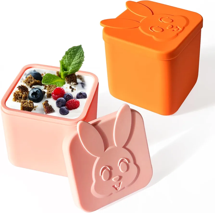 IELEK Salad Dressing Container To Go, Dips Containers Compatible with Most Bento Lunch Box, Silicone Snack Condiment Container with Lids for kids