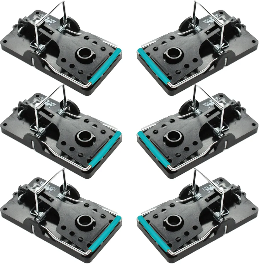 Large Rat Traps, Set of 6, Reusable Pest Control Solutions for Trapping Against Mouse, Chipmunk, and Squirrel. Instant Humane Kill Rodent Snap Trap That Work
