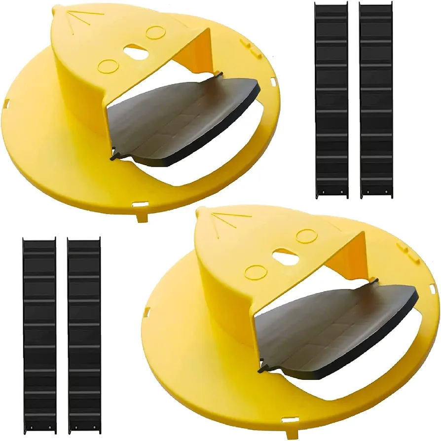 Pack 2 Bucket Lid Mouse Rat Trap, Mouse Catching Tool, Trap Door Style, Multi Catch, Auto Reset, Indoor Outdoor, 5 Gallon Bucket Compatible