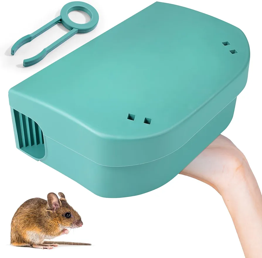 Qualirey Large Rat Bait Station Separate Lock with Key Reusable Mouse Bait Stations Rat Traps Mice Blocks Sturdy Bait Boxes for Outdoor Rodents Mice Stations Blocks, Bait Not Included