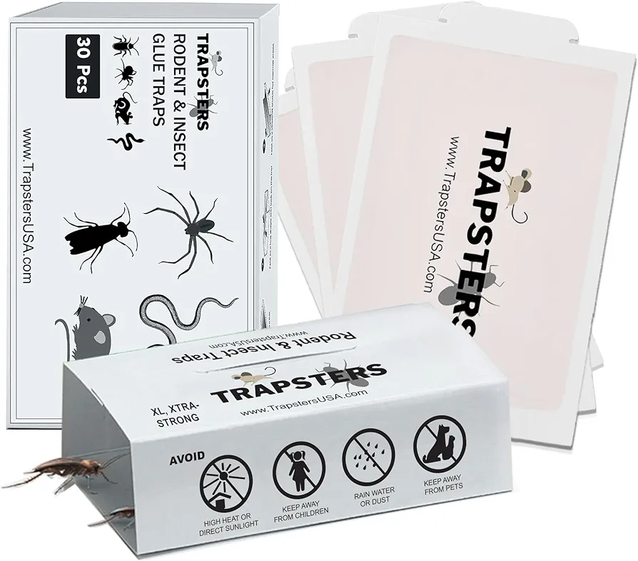USA Jumbo Pest Paper Glue Trap Sticky Boards (30CT) - 13.8'' x 8.3'' Heavy Duty, Non-Toxic Pre-Baited Adhesive for Rodents, Insects - Safe Pest Control - Child & Pet Friendly(Peanut Scented)