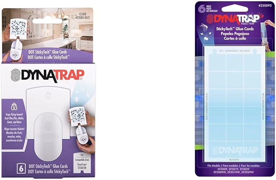 DynaTrap 23005-0612 DOT StickyTech Replacement Glue Cards 6 Pack and 230093 Replacement Cards for Flylight Trap 6 Pack