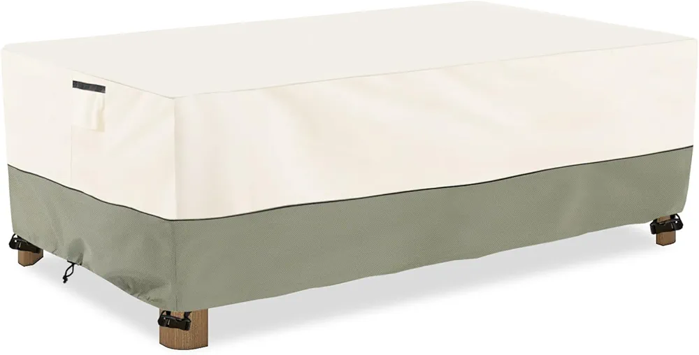 Outdoor Coffee Table Cover,Waterproof Rectangular Patio Small Side Table Cover,48 x 28 x 16 inch,Outdoor Table Covers Waterproof Rectangle,White&Grey-Green.