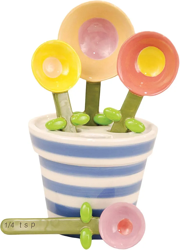 180 Degrees Flower Pot Measuring Spoon Baking Set, Ceramic