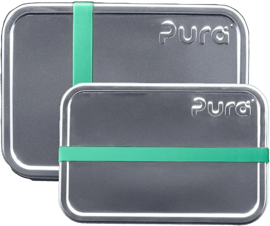 Pura Lunch Containers | Kitchen Food Storage Containers with Lids | Meal Prep Reusable Bento Box | Stainless Steel Lunch Box for All Ages - Small + Large
