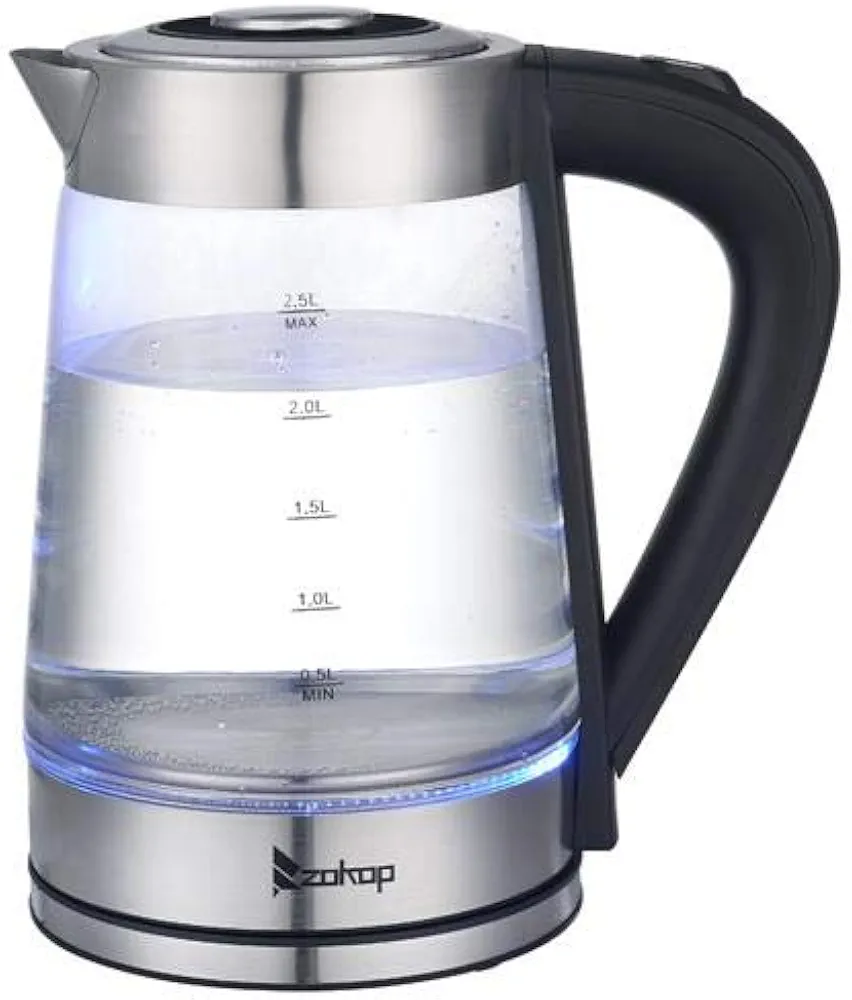 US HD-250 110V 1200W 2.5L With Blue light Glass Electric Kettle no Plastic Contact Water Stainless Steel inner lid and Filter Teapot for Coffee and Tea