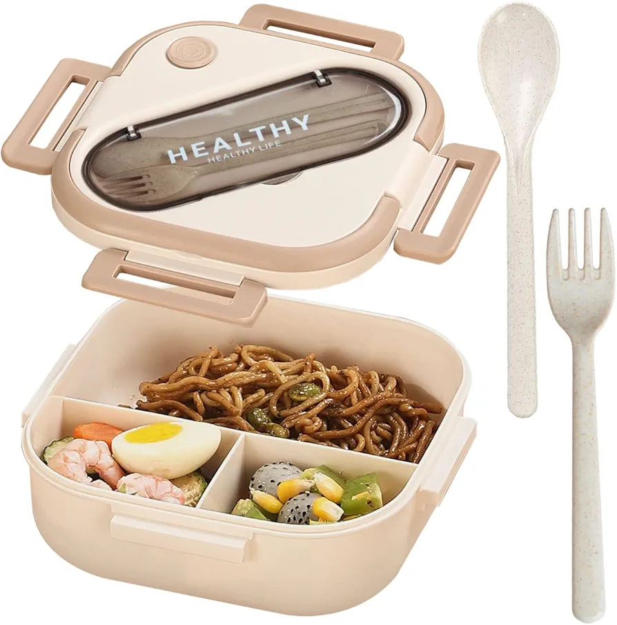 Bento Box for Adults - 1300ML Lunch Box Kit With Spoon & Fork - Durable, Leak-Proof Lunchbox Bento Box for Dining Out, Work, Picnic