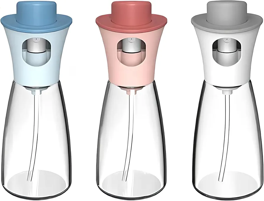 Oil Sprayer for Cooking, Olive Oil Spray Bottle, 170ml/ 5.9oz Glass Olive Oil and Vinegar Mister for Kitchen, Oil Dispenser for BBQ, Baking, Air Fryer, salad, Picnic, Outdoor Camping (3 pcs)