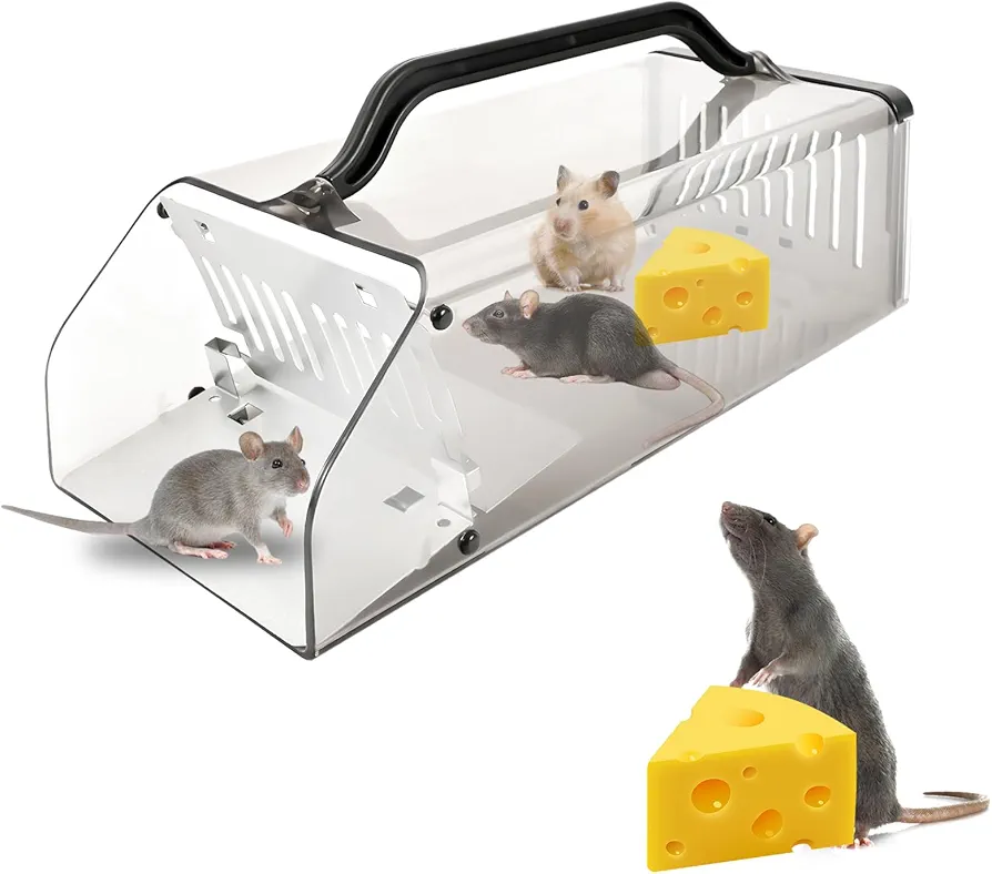 Humane Mousetrap,12 Inch No Kill Live Catch and Release Big Mouse Trap, Easy to Use & Clean Catch and Release Mousetrap,No Touch Release Pet and Kid-Friendly Mouse Trap (1 Pack Black)