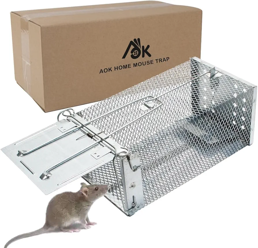 AOK Home Mouse Trap Rat Trap Rodent Trap Live Catch Cage Easy to Set Up and Reuse 11x6x4.5 inch