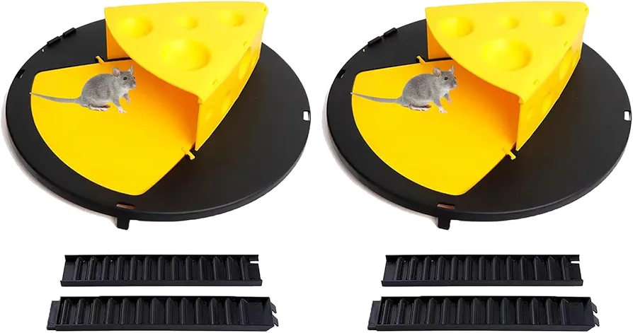 Bucket Lid Mouse Rat Trap, Mouse Traps for Home, Multi Catch, Auto Reset, Indoor Outdoor, 5 Gallon Bucket Compatible 2 Pack